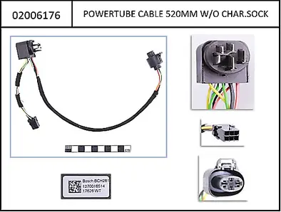 Bosch Battery cable PowerTube 520mm, w/o charing socket