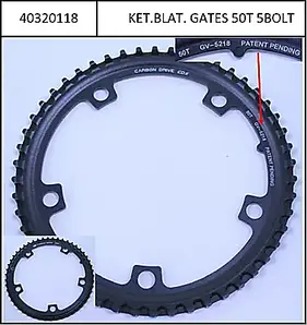 Gates Chainring/Pulley front 50T, Without Spider, 5-hole