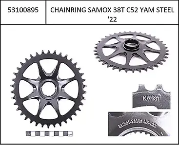 Chainring Samox for DM 38T black, for PW-SE/TE/ST, steel, CL52