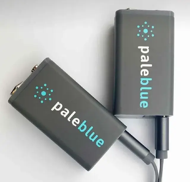 Pale Blue Li-Ion Rechargeable 9V Battery 2 pack of 9V with 2x1 USB-C cable 